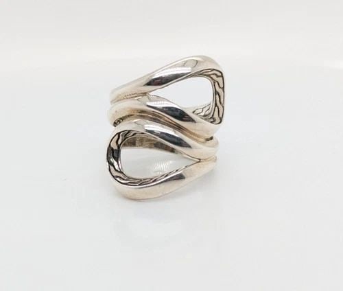 JOHN HARDY STERLING SILVER CLASSIC CHAIN ASLI TWIST BAND RING - SIZE 6 (1 of 2)