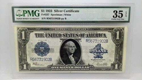 1923 $1 SILVER CERTIFICATE - PMG 35 EPQ - FR#237 - LARGE SIZE NOTE (1 of 2)