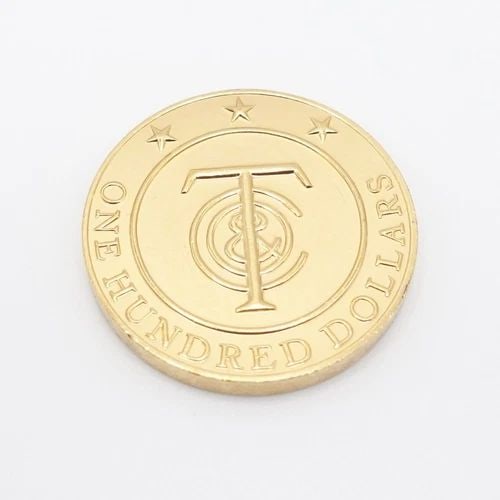 TIFFANY & CO. $100 GOLD PLATED TIFFANY MONEY COIN TOKEN #Q2 (1 of 2)