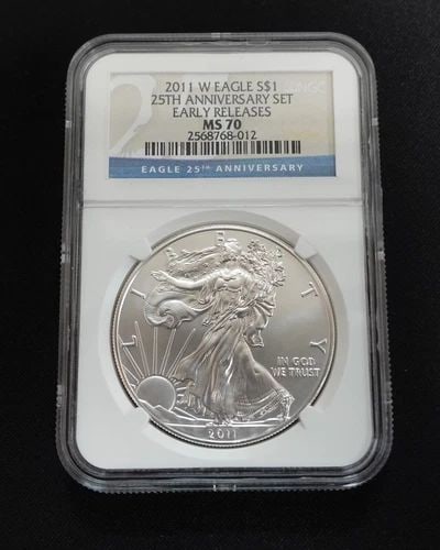 2011 W AMERICAN EAGLE SILVER $1 EARLY RELEASES BY 25TH ANNIVERSARY - NGC MS 70 (1 of 2)