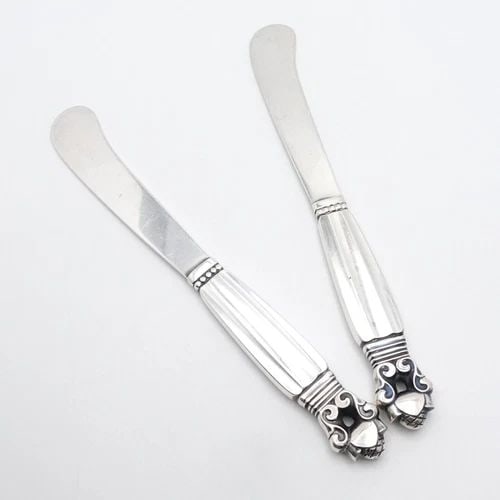 GEORG JENSEN JOHAN ROHDE STERLING SILVER ACORN BUTTER KNIFE 5.9" (1 of 2)