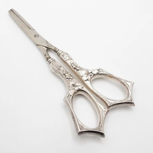 S&A CO. GERMANY STERLING SILVER GRAPE VINE HANDLE SCISSORS - 6.5" (1 of 2)