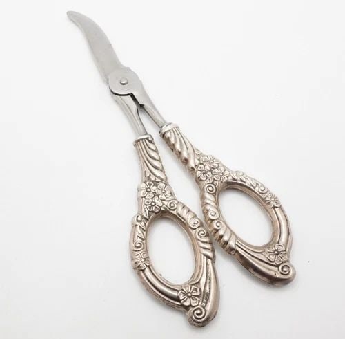 ITALY STERLING SILVER FLORAL HANDLE SHEAR SCISSORS - 6.75" (1 of 2)