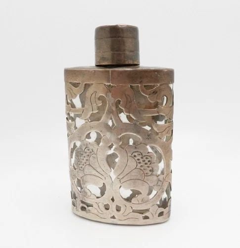 TAXCO MEXICO STERLING SILVER OVERLAY GLASS PERFUME BOTTLE - 3" (1 of 2)