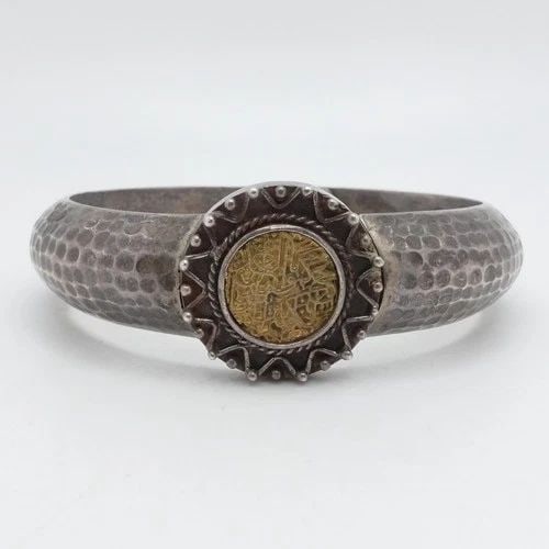 STERLING SILVER SUN HAMMERED HINGED CUFF BRACELET 7" WRIST (1 of 2)