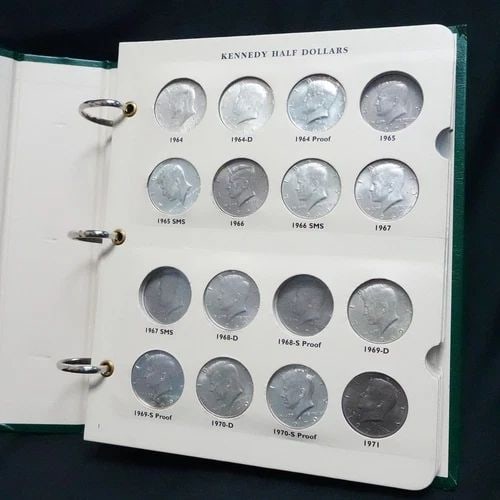 KENNEDY HALF DOLLAR 68 COINS 1964-1987 & 1988 1990 1991 1995 LITTLETON ALBUM: KENNEDY HALF DOLLAR 68 COINS 1964-1987 & 1988 1990 1991 1995 LITTLETON ALBUM Kennedy Half Dollar Proof & Circulated 68 Silver & Clad Coins 1964-1987 & 1988,1990,1991,1995 with Littleton Archival An Al
