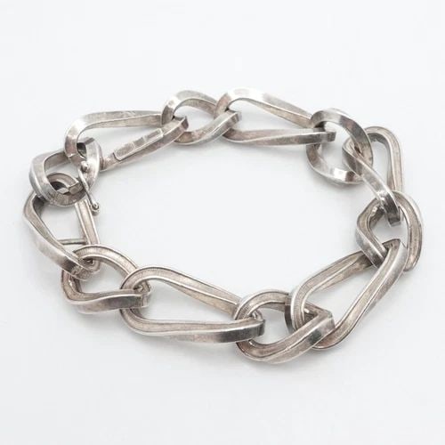 ITALY STERLING SILVER 11MM CHAIN LINK BRACELET 7.75" LONG (1 of 2)