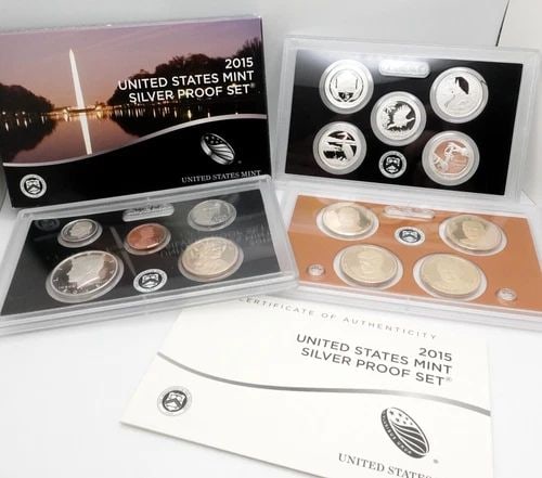 2015 S U.S MINT SILVER PROOF COIN SET - OGP & COA: 2015 S U.S MINT SILVER PROOF COIN SET - OGP & COA 2015 S U.S Mint Silver Proof Set 14 Coins Looks Great OGP & COA Included