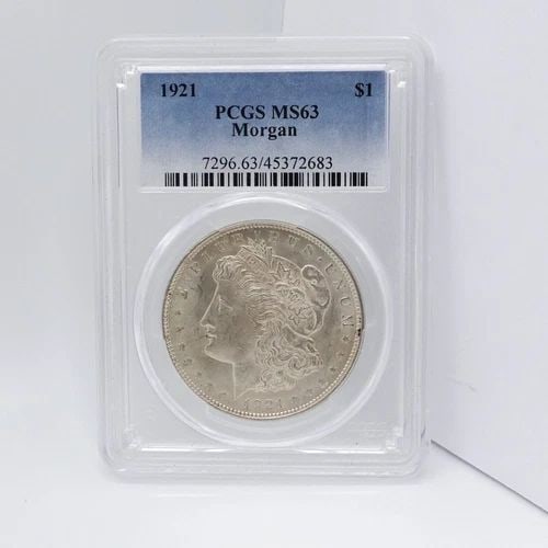 1921 MORGAN SILVER DOLLAR $1 COIN - PCGS MS 63 (1 of 2)