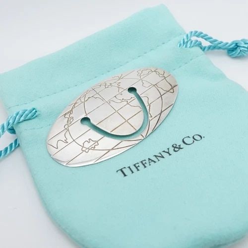 TIFFANY & CO. STERLING SILVER WORLD GLOBE OVAL BOOKMARK (1 of 2)