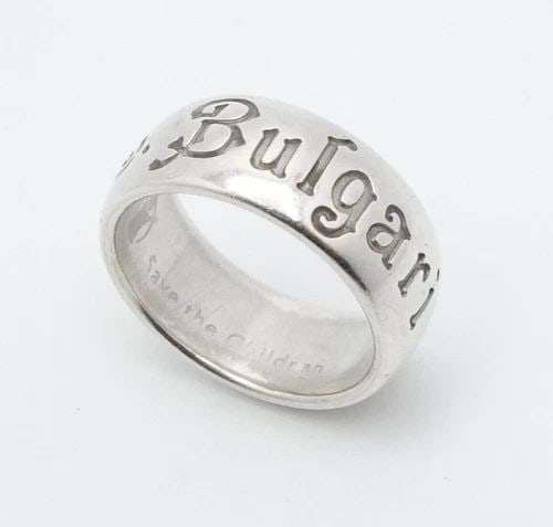 BVLGARI STERLING SILVER SAVE THE CHILDREN 8MM FLOWER BAND RING - SIZE 7 US 54 EU (1 of 2)