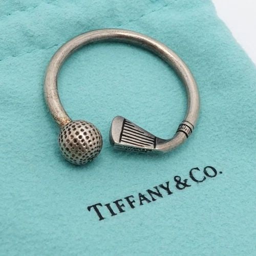 TIFFANY & CO. STERLING SILVER GOLF CLUB & BALL KEY RING (1 of 2)
