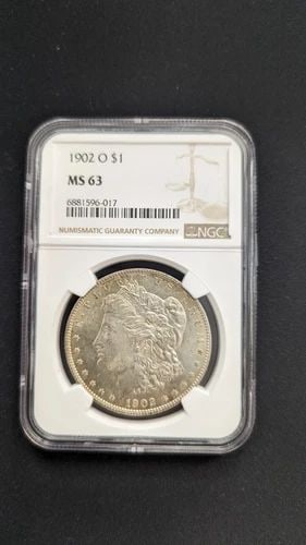 1902 O MORGAN SILVER $1 DOLLAR COIN - NGC MS 63 (1 of 2)