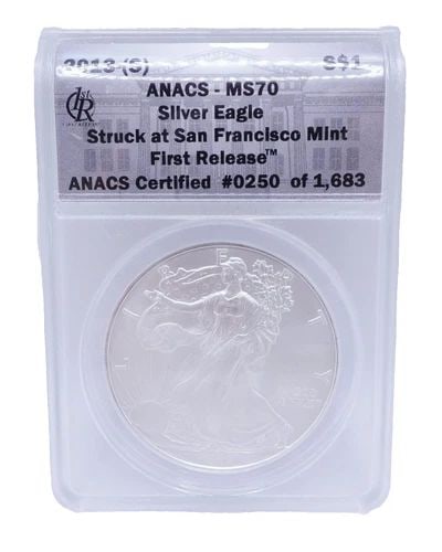 2013 S AMERICAN EAGLE SILVER $1 DOLLAR COIN FIRST RELEASE - ANACS MS70 (1 of 2)