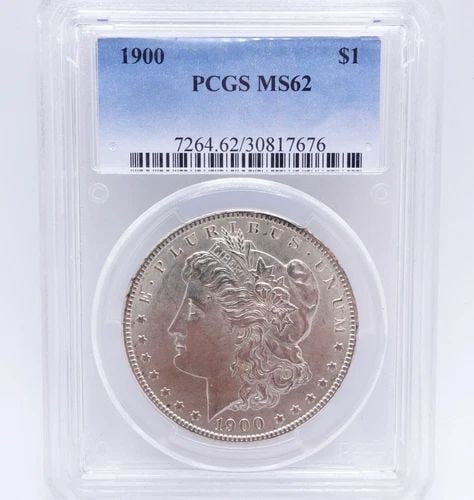 1900 MORGAN SILVER DOLLAR $1 COIN - PCGS MS 62 (1 of 2)