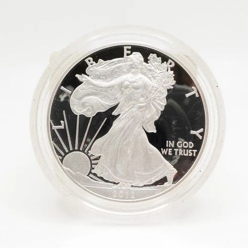2012 W AMERICAN EAGLE UNCIRCULATED SILVER $1 DOLLAR COIN - CAPSULATED (1 of 2)