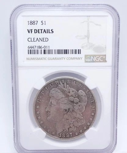 1887 MORGAN SILVER DOLLAR $1 COIN - NGC VF DETAILS CLEANED (1 of 2)