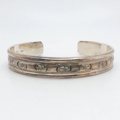 STERLING SILVER MEXICO CUFF BRACELET 6.25" WRIST (1 of 2)