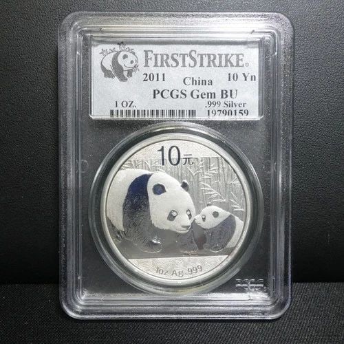 2011 CHINA PANDA 1 OZ SILVER 10 YUAN COIN FIRST STRIKE PCGS GEM BU: 2011 CHINA PANDA 1 OZ SILVER 10 YUAN COIN FIRST STRIKE PCGS GEM BU 2011 China Panda 1 Oz Silver 10 Yuan Coin First Strike PCGS Certified - Gem BU Excellent & Well-Kept