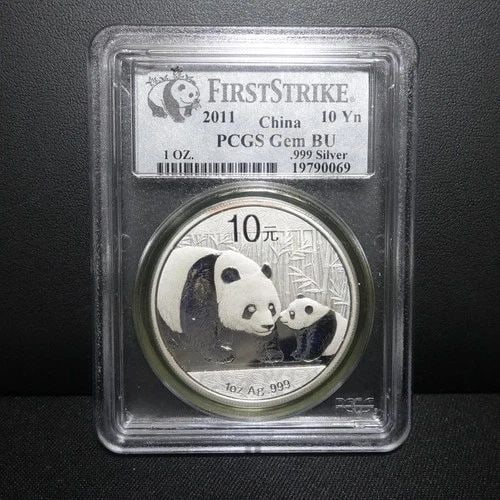 2011 CHINA PANDA 1 OZ SILVER 10 YUAN COIN FIRST STRIKE PCGS GEM BU: 2011 CHINA PANDA 1 OZ SILVER 10 YUAN COIN FIRST STRIKE PCGS GEM BU 2011 China Panda 1 Oz Silver 10 Yuan Coin First Strike PCGS Certified - Gem Brilliant Uncirculated Excellent & Well-Kept