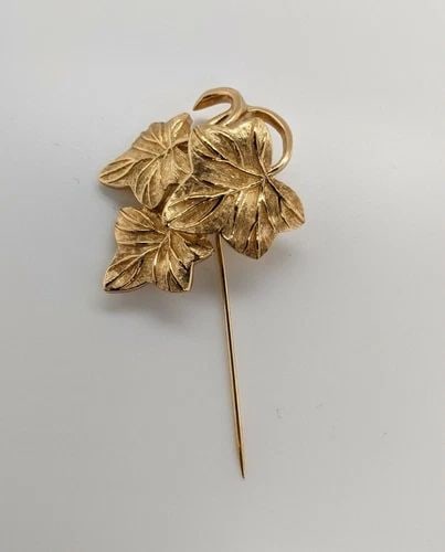 CHRISTIAN DIOR YELLOW GOLD PLATED AUTUMN LEAVES BROOCH PIN (1 of 2)