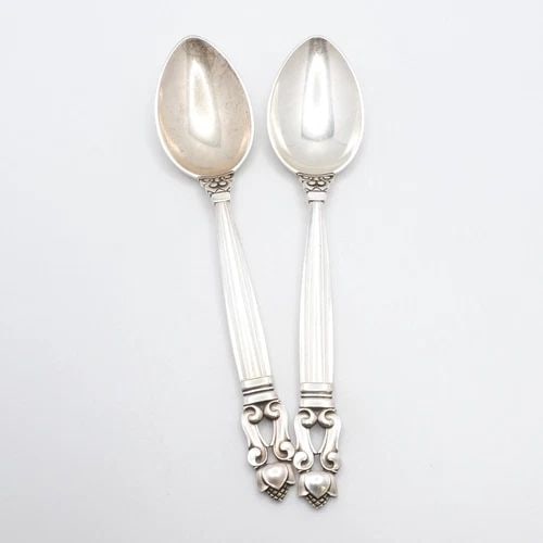 GEORG JENSEN JOHAN ROHDE STERLING SILVER ACORN MEDIUM TEASPOON 5.75" (1 of 2)