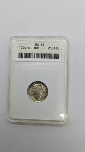 1944-S SILVER MERCURY DIME 10C COIN - ANACS - MS 66 (1 of 2)