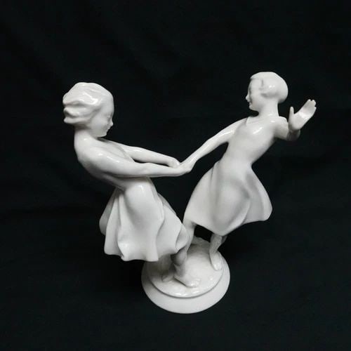 HUTSCHENREUTHER GERMANY DANCING GIRLS PORCELAIN FIGURINE C. WERNER - 8.5" TALL (1 of 2)