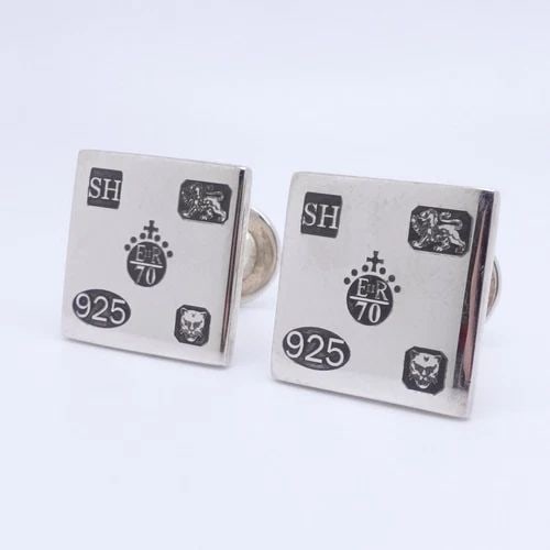 SIGNED SH LONDON STERLING SILVER SQUARE CUFFLINKS (1 of 2)