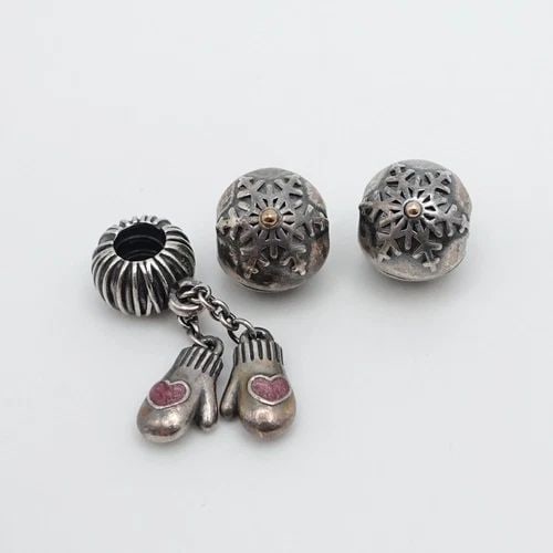 AUTHENTIC PANDORA STERLING SILVER CHRISTMAS HOLIDAY CLIP SET &DANGLE CHARMS (1 of 2)