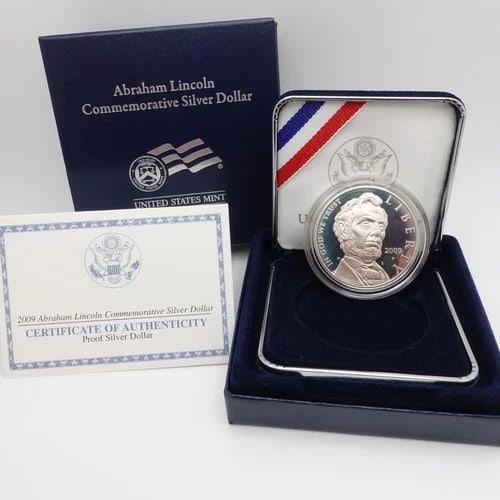 2009 P ABRAHAM LINCOLN COMMEMORATIVE SILVER PROOF $1 DOLLAR COIN - OGP & COA (1 of 2)