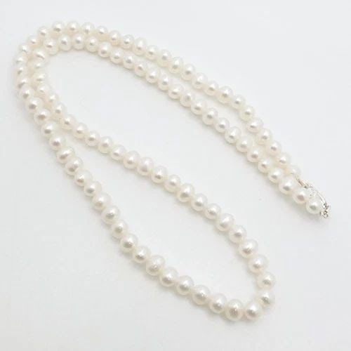 JCM STERLING SILVER WHITE BAROQUE CULTURED PEARL CORDED NECKLACE 18" (1 of 2)