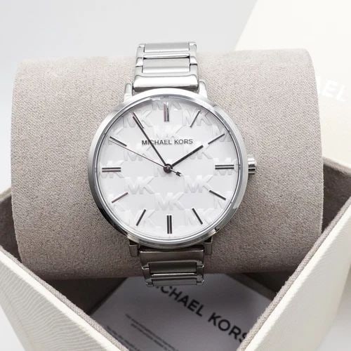 MICHAEL KORS ADDYSON STAINLESS STEEL WHITE DIAL LOGO QUARTZ WATCH - 38MM BOX (1 of 2)