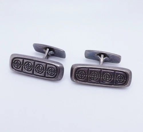 DAVID ANDERSEN STERLING SILVER NORWAY LINE BAR CUFFLINKS (1 of 2)