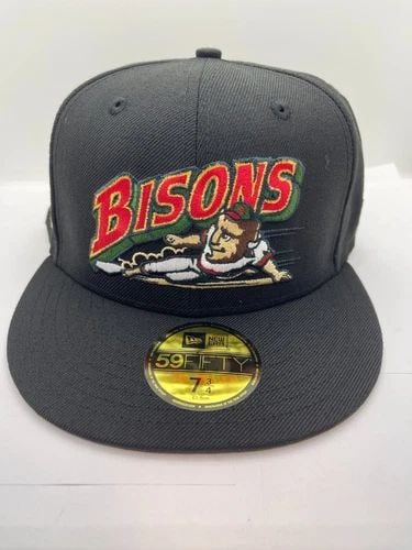 NEW ERA BUFF. BISONS BLACK GREEN UV - SIZE - 7 3/4 - BRAND NEW (1 of 2)