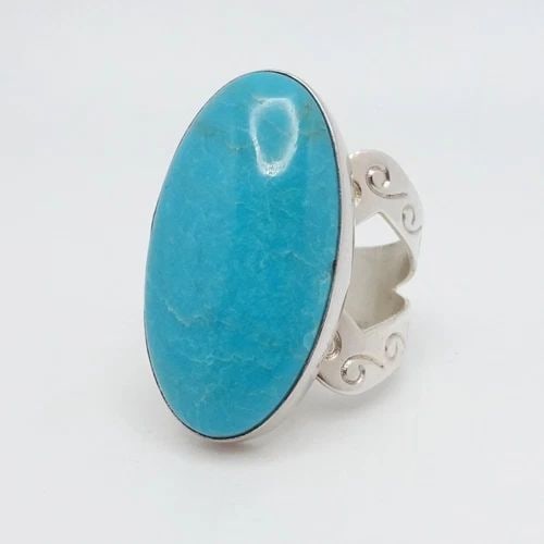 JAY KING DTR STERLING SILVER OVAL TURQUOISE GEMSTONE SPLIT SHANK RING - SIZE 10: JAY KING DTR STERLING SILVER OVAL TURQUOISE GEMSTONE SPLIT SHANK RING - SIZE 10 Jay King Desert Rose Trading Company Signed DTR Sterling Silver Oval Turquoise Gemstone Split Shank Ring Size - 10 Band 