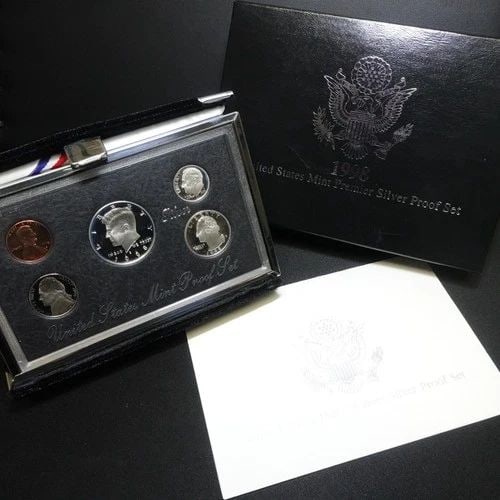 1998 S U.S MINT PREMIER SILVER 5 COINS PROOF SET BOX & COA (1 of 2)
