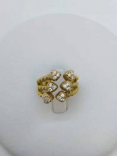 JUDITH RIPKA STERLING SILVER GOLD PLATED CUBIC ZIRCONIA HEARTS RING - SIZE 6: JUDITH RIPKA STERLING SILVER GOLD PLATED CUBIC ZIRCONIA HEARTS RING - SIZE 6 Judith Ripka Sterling Silver Gold Plated Cubic Zirconia Open Hearts Ring Ring Size 6 Band Width - 4.5mm Total Weight - 8.3