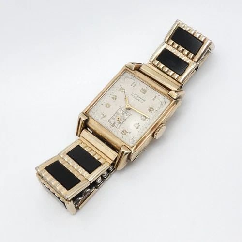 LUCERNE 10K YELLOW GOLD FILLED 17 JEWELS MANUAL WATCH - 24MM X 35MM PARTS REPAIR: Vintage Lucerne 10K Yellow Gold Filled 17 Jewels Antimagnetic Art Deco Style with 1/20 10K Gold Filled Tops Speidel Expandable Bracelet Square Manual Watch Case Size - 24mm x 35mm Fits up to 6.25"