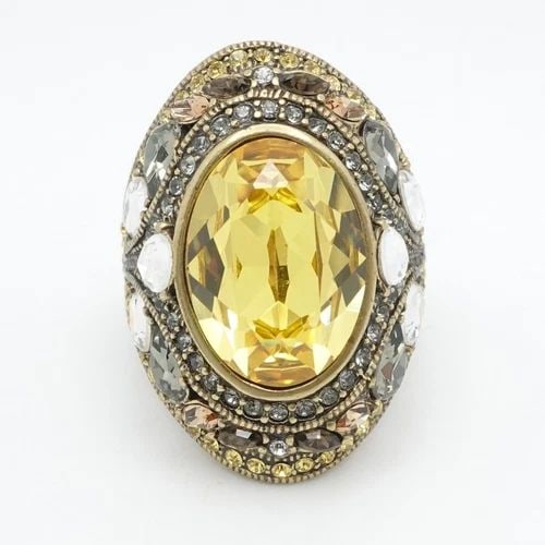 HEIDI DAUS BRONZE SHIRLI CANARY CRYSTAL DOME COCKTAIL RING SIZE 12.25 (1 of 2)