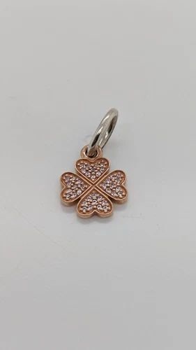 AUTHENTIC PANDORA 14K ROSE GOLD LUCKY CLOVER DANGLE RETIRED CHARM ALE 585 (1 of 2)