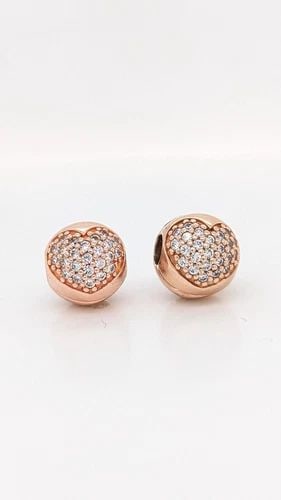 AUTHENTIC PANDORA ROSE GOLD PLATED LOVE OF MY LIFE HEART CZ PAVE PAIR CLIP CHARM (1 of 2)