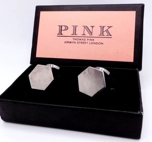 THOMAS PINK LONDON STERLING SILVER GEOMETRIC MODERNIST CUFFLINKS - BOX INCLUDED (1 of 2)