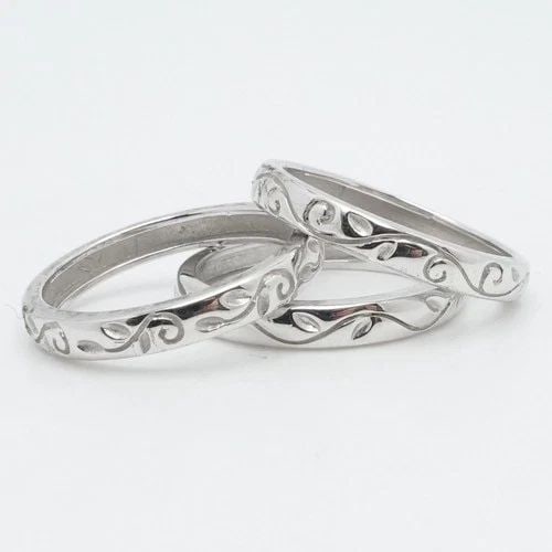 STERLING SILVER LEAF 3 STACKABLE 3MM STACKABLE BAND RINGS SIZE 6.25 (1 of 2)