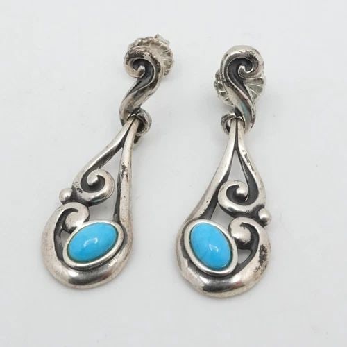 CAROLYN POLLACK STERLING SILVER TURQUOISE DANGLE EARRINGS (1 of 2)