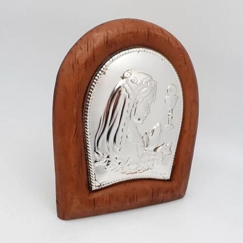 JHS STERLING SILVER FIRST COMMUNION GIRL WOOD PLAQUE ARCH FRAME - 3.5" X 3" (1 of 2)