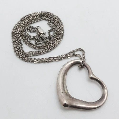 STERLING SILVER OPEN HEART PENDANT CHAIN NECKLACE 31" (1 of 2)
