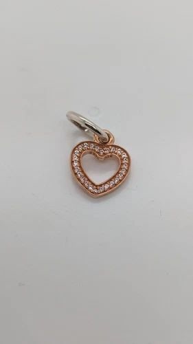 AUTHENTIC PANDORA 14K ROSE GOLD LOVE HEART RETIRED DANGLE CHARM ALE 585 (1 of 2)