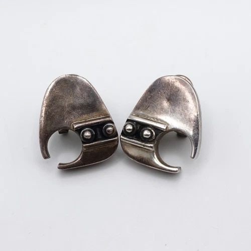 OP SILVER 950 ASYMMETRICAL CLIP-ON DROP EARRINGS - 1" (1 of 2)