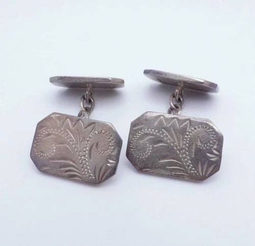 LRW BIRMINGHAM STERLING SILVER VINTAGE ART DECO CHAIN CUFFLINKS (1 of 2)